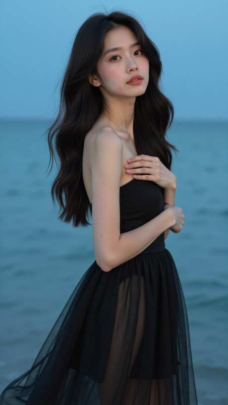 海边黑纱裙美女模特写真摄影_AI图片下载_dpmpp_2m采样_864X1536像素-清新,摄影,写真-作品编号:2025090913129456-志ˇ设,网