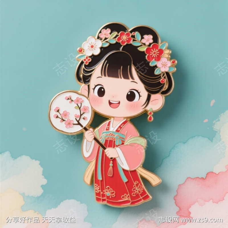 卡通风格小唐女冰箱贴
