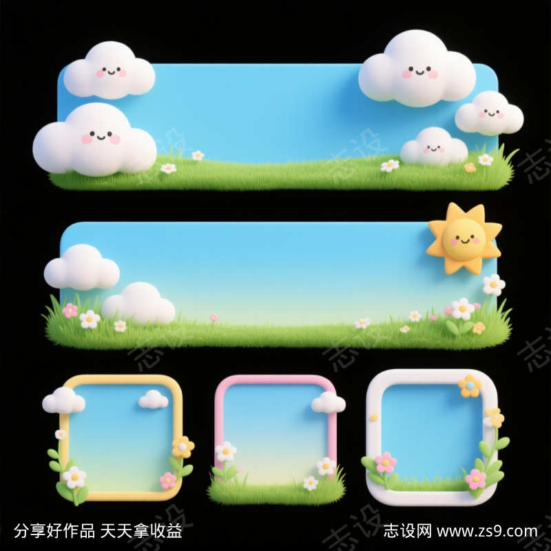 春天元素点缀边框