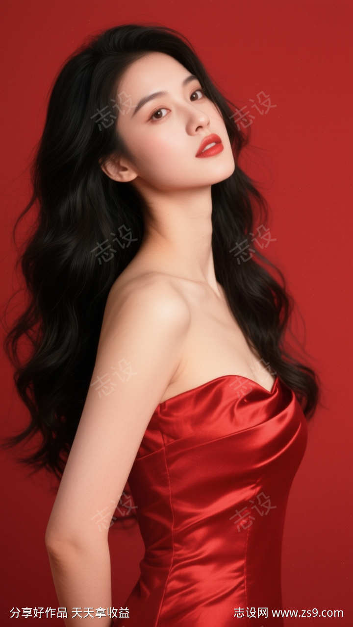 实拍风长卷发高贵美女模特摄影