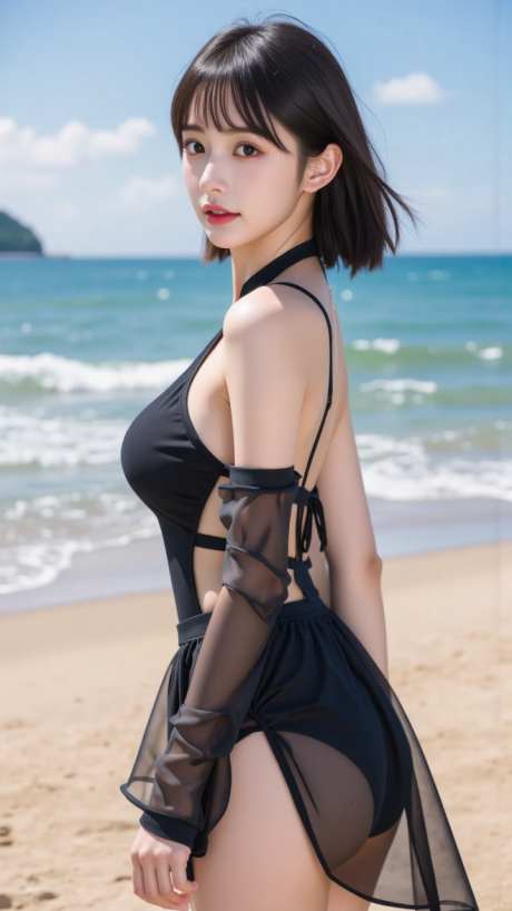 性感可爱海边美女模特写真摄影_AI图片下载_dpmpp_2m采样_720X1280像素-写真,实拍,模特-作品编号:2025091115479380-志·设‘网