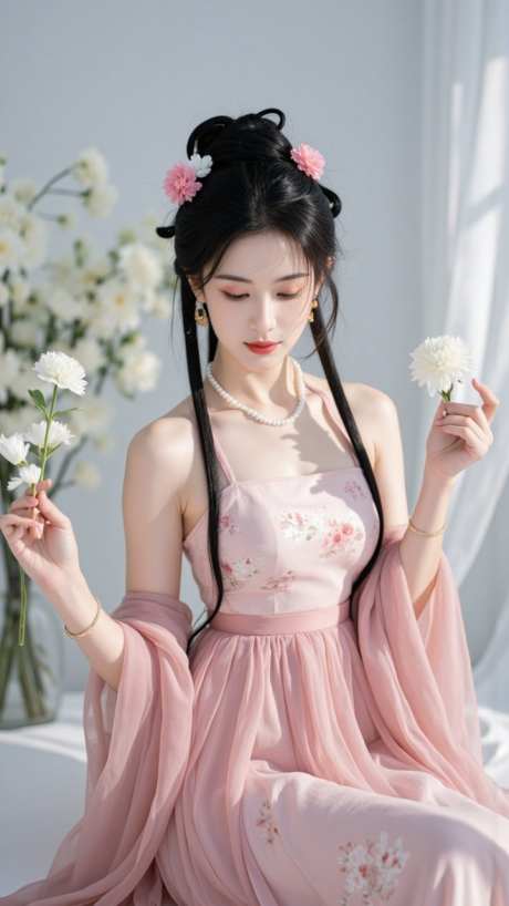 清新可爱手拿花朵的古装美女模特_AI图片下载_dpmpp_2m采样_720X1280像素-实拍,模特,美女-作品编号:2025091209109298-志˙设ˇ网