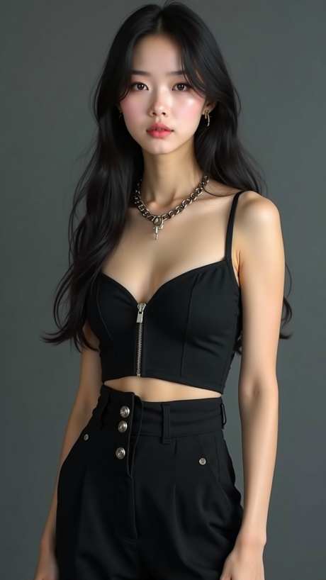 黑色长发冷艳美女模特实拍摄影_AI图片下载_dpmpp_2m采样_720X1280像素-实拍,模特,美女-作品编号:2025091209106976-志˰设,网