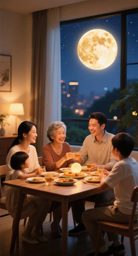 中秋佳节幸福团聚_AI图片下载_采样_752X1392像素-社会的安康,晚餐,家人团聚-作品编号:2025091209144927-志·设′网