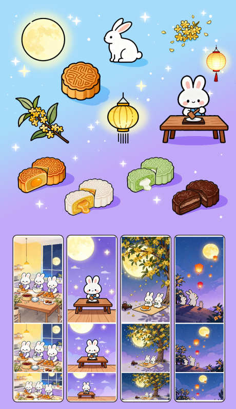 中秋节可爱风手绘插画_源文件下载_PSD格式_1080X1869像素-厨房,DIY,灯笼-作品编号:2025091115158874-志ˆ设˰网
