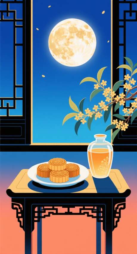 中秋节插画_AI图片下载_采样_752X1392像素-桂花,月亮,月饼-作品编号:2025091216426252-志ʹ֣֤֚֫֗ׄ设ˌ网