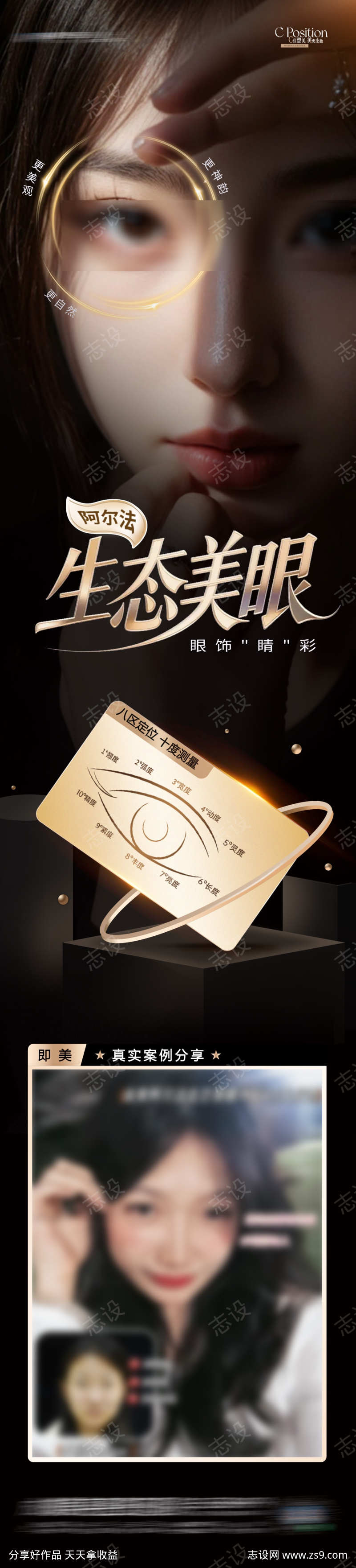 医美阿尔法生态美眼案例创意长图海报