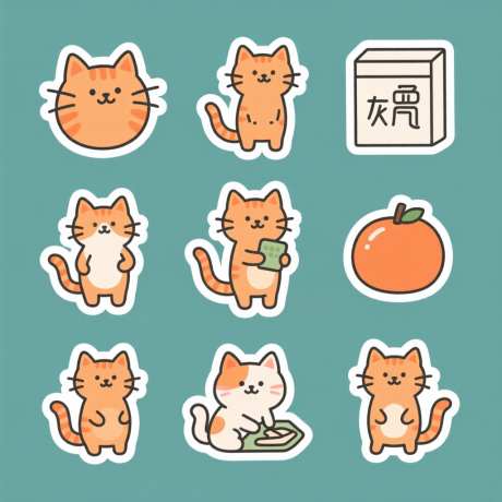 小橘猫文创贴纸