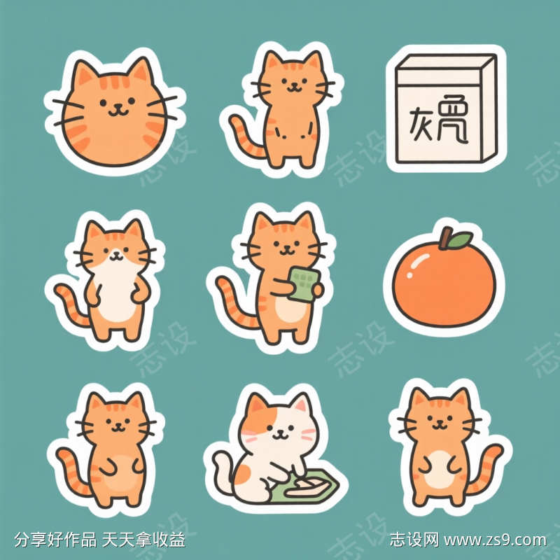 小橘猫文创贴纸