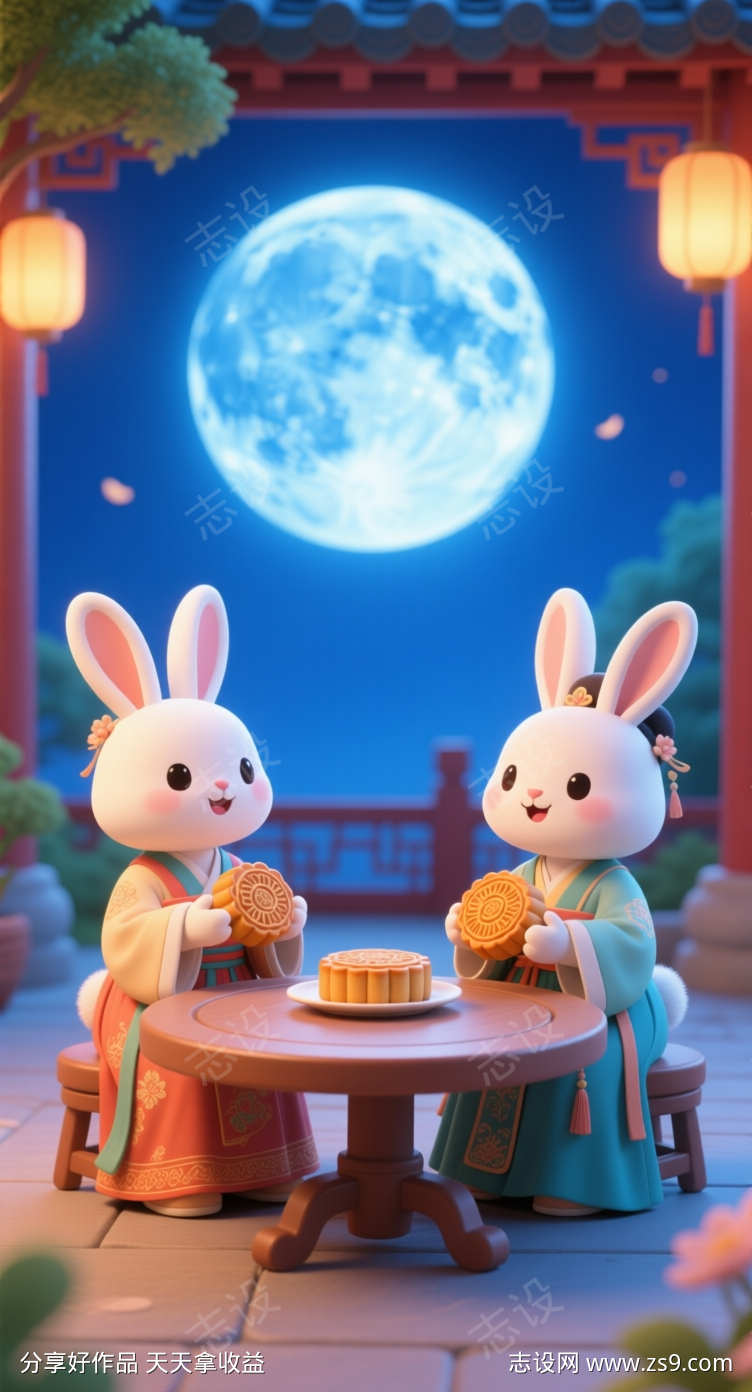 国风玉兔送祝福