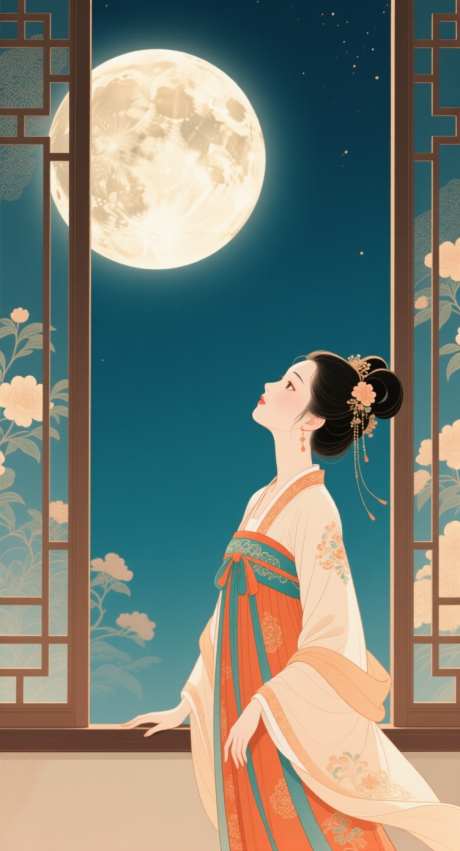 中秋节赏月插画_AI图片下载_采样_752X1392像素-赏月,月亮,插画-作品编号:2025091510123836-志˲͓͕͔͐͑͗ٚٛٙ设˓网