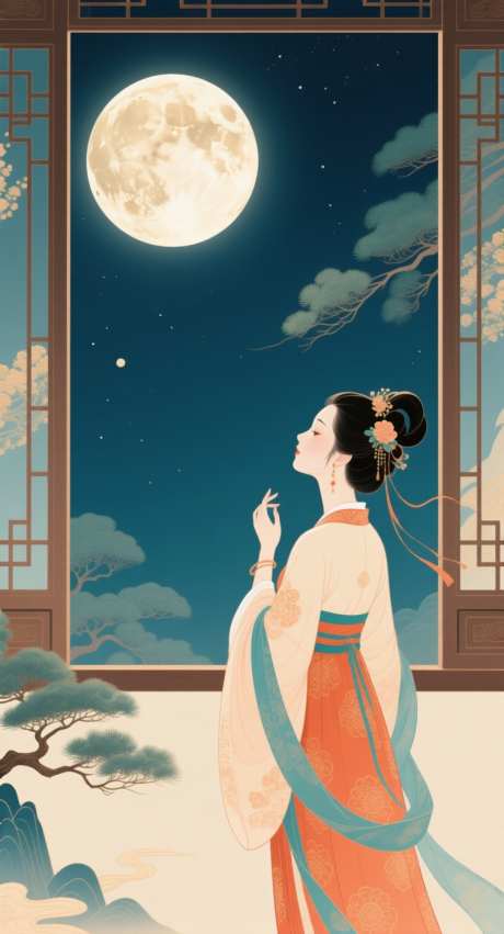 中秋节赏月插画_AI图片下载_采样_752X1392像素-月亮,插画,赏月-作品编号:2025091510128208-志ˇ设˜网