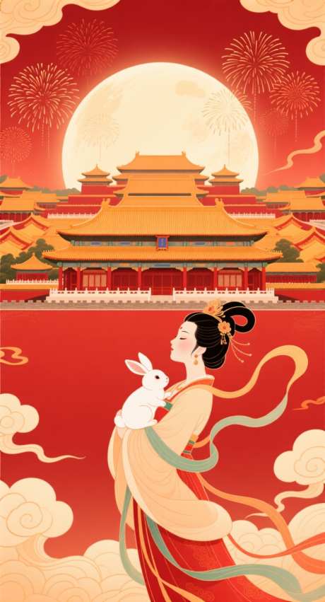 故宫前的嫦娥_AI图片下载_采样_752X1392像素-月兔,喜庆,月亮-作品编号:2025091510389622-志.设·网