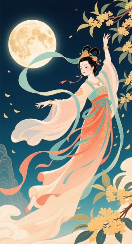 中秋节嫦娥奔月插画_AI图片下载_采样_752X1392像素-月亮,插画,嫦娥奔月-作品编号:2025091513082229-志˱设˙网