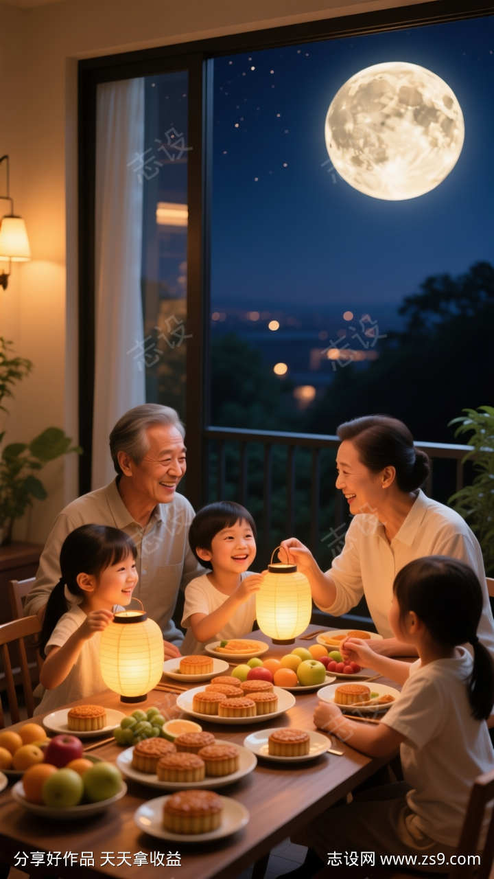 人间温情中秋团圆时刻