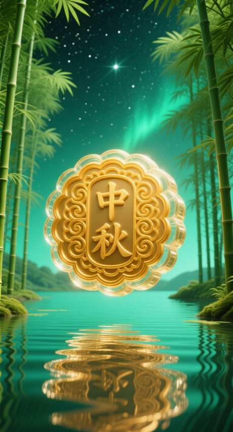 竹林里的玻璃月饼_AI图片下载_采样_752X1392像素-极光,倒影,竹林-作品编号:2025091513549698-志˜设͵网