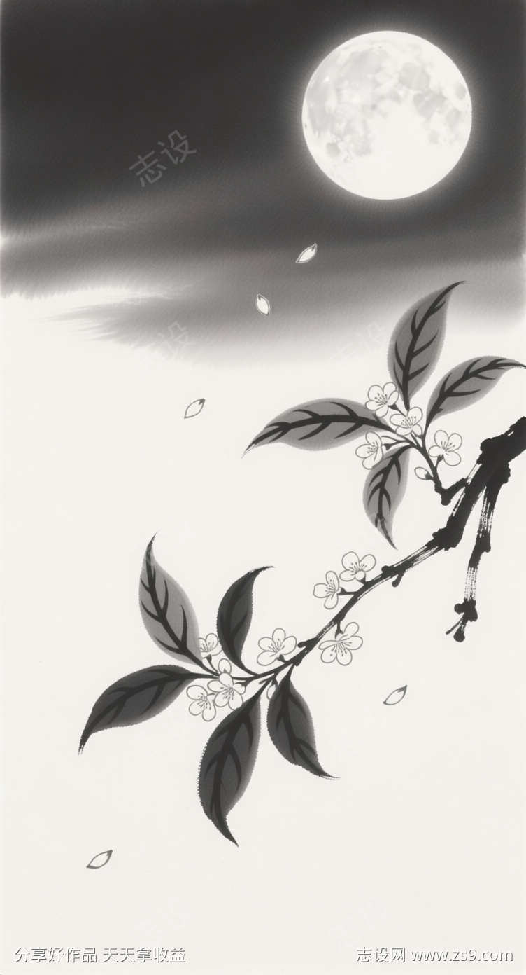 极简中秋插画