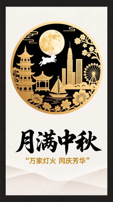 国潮剪纸风中秋节日插画海报_AI图片下载_dpmpp_2m采样_720X1280像素-剪纸,海报,插画-作品编号:2025091609001182-志’设˰网