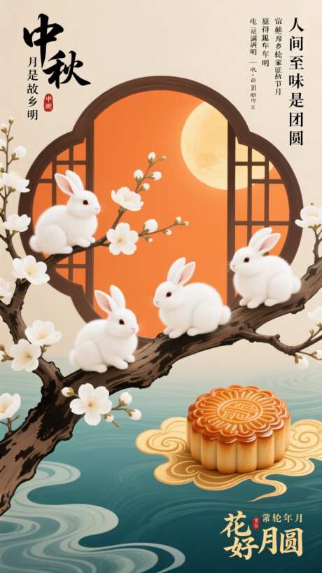 国潮中秋节插画海报背景_AI图片下载_dpmpp_2m采样_720X1280像素-月饼,节日,背景-作品编号:2025091609007029-志˱设ˇ网