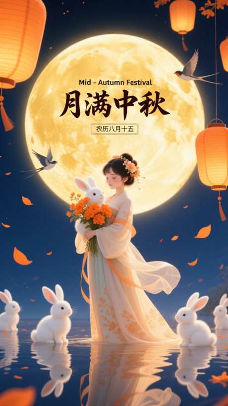 国潮中秋节日插画海报_AI图片下载_dpmpp_2m采样_720X1280像素-海报,插画,节日-作品编号:2025091609009378-志˰设͵网