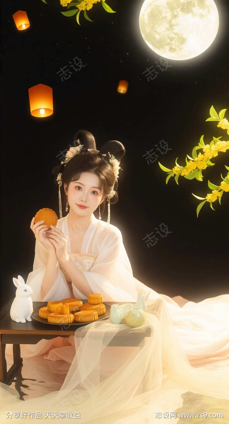 嫦娥拿着月饼