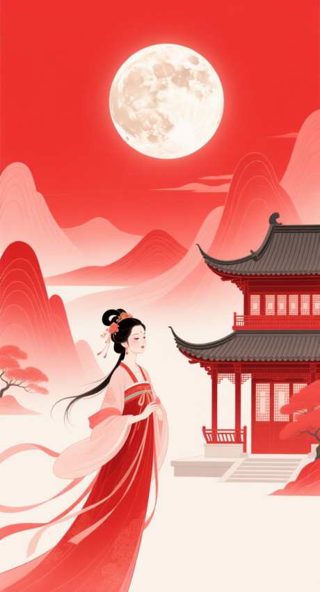 中秋节插画_AI图片下载_采样_752X1392像素-人物,插画,月亮-作品编号:2025091611039477-志′设˒网
