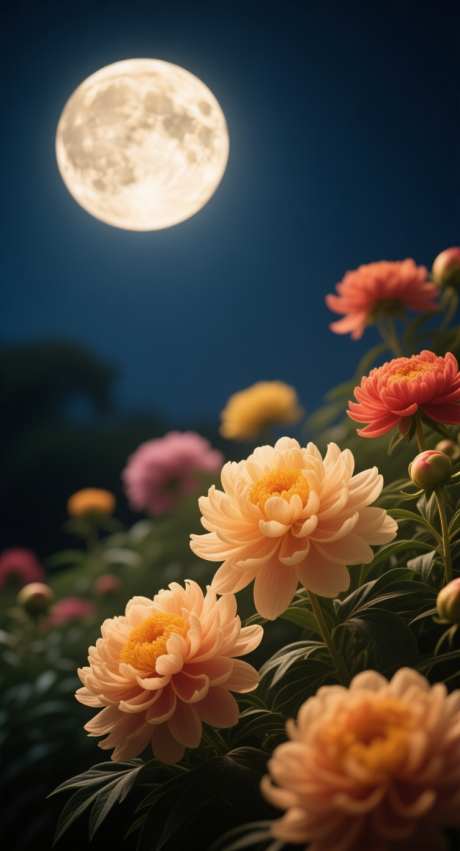 中秋花好月圆_AI图片下载_采样_752X1392像素-夜晚,花朵,中秋-作品编号:2025091614423782-志‘设˰网