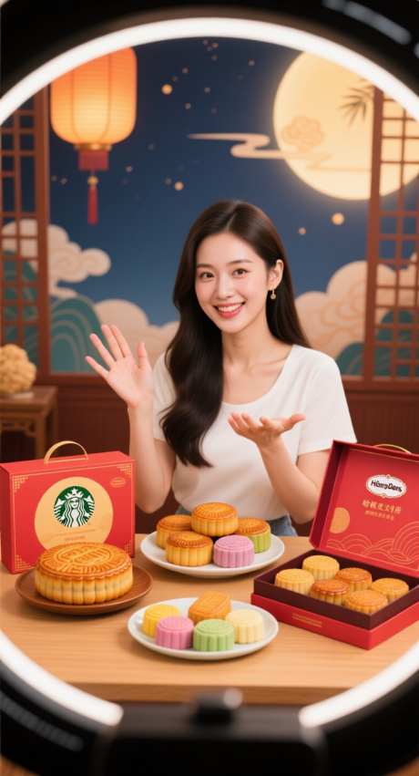 直播卖月饼_AI图片下载_采样_752X1392像素-主播,美女,直播-作品编号:2025091614457617-志`设ˌ网