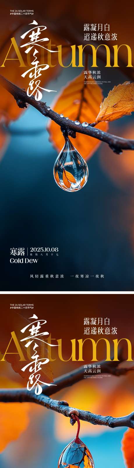 寒露节气海报_源文件下载_CDR,AI格式_2000X4330像素-唯美,树叶,露珠-作品编号:2025091616556874-志·设˓网