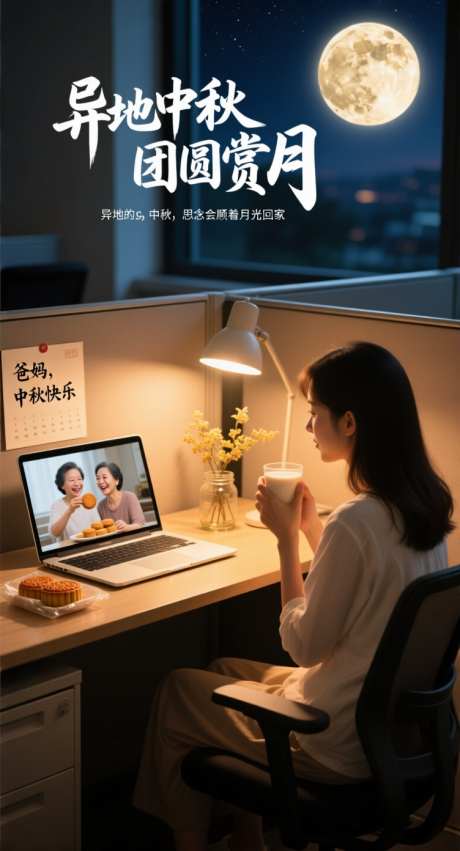 异地中秋团圆赏月海报_AI图片下载_采样_752X1392像素-办公桌,八月十五,明月-作品编号:2025091708206702-志ˈ̹设ˉ网