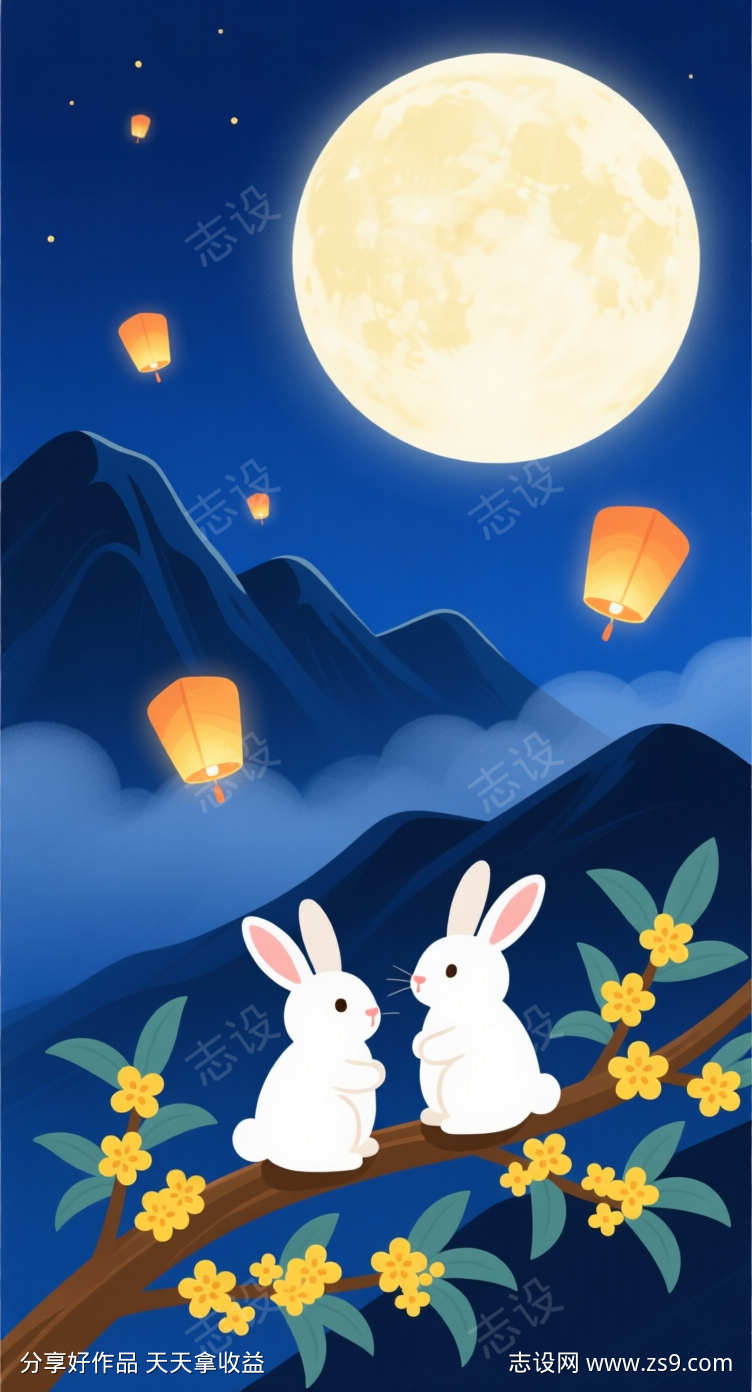 可爱中秋插画