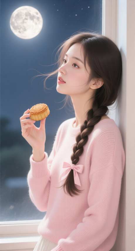 拿着月饼思念故乡的女孩_AI图片下载_采样_752X1392像素-女性,女孩,中秋节-作品编号:2025091709245325-志ˉ设ˆ网
