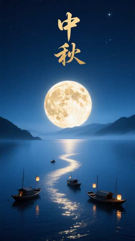 海上生明月天涯共此时_AI图片下载_euler采样_720X1280像素-中秋佳节,月亮,船只-作品编号:2025091711229087-志ˉ设˜网