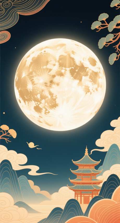 中秋节海报_AI图片下载_采样_752X1392像素-简约,插画,月亮-作品编号:2025091814412470-志′设͵网