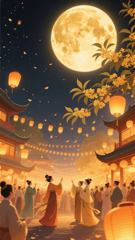 中秋节传统节假日_AI图片下载_euler采样_720X1280像素-孔明灯,中秋庙会,中秋赏月-作品编号:2025091814416473-志˓设ˈ̹网