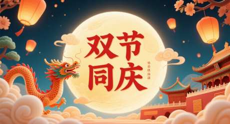 中秋节国庆节插画_AI图片下载_采样_1392X752像素-插画,主画面,国庆节-作品编号:2025091918283089-志‛ۛ设`网