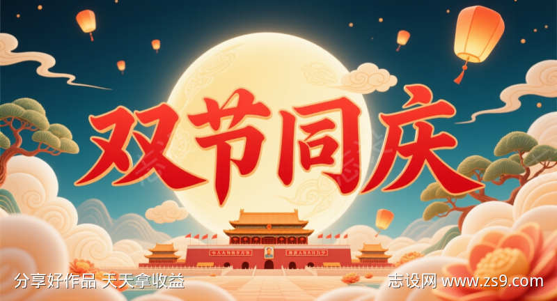 中秋节国庆节主画面