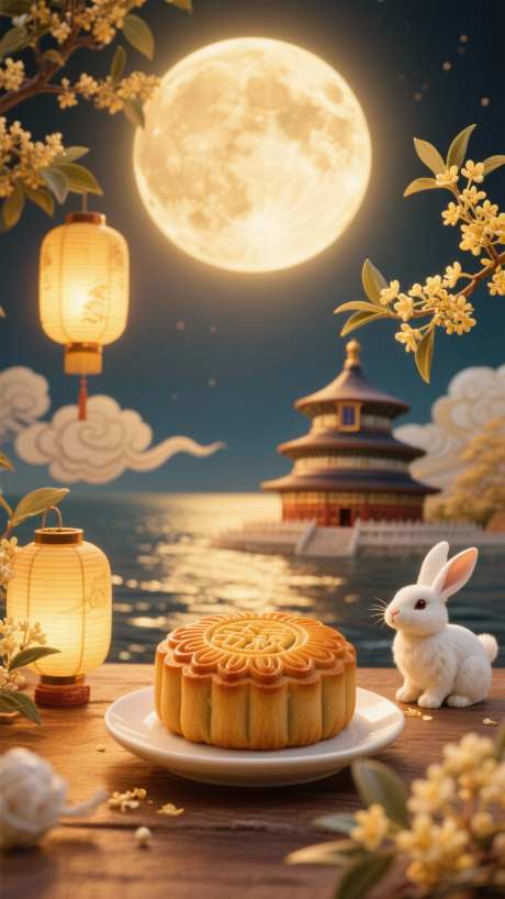 中秋天坛玉兔_AI图片下载_采样_1152X2048像素-云朵,桂花,中秋节-作品编号:2025092008289026-志ˈ̹设͵网