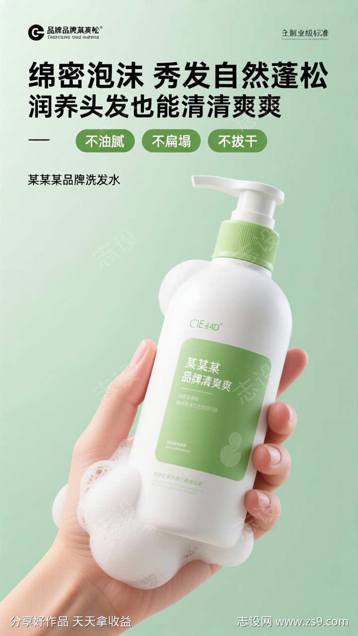 绿色清新电商产品手持宣传海报背景