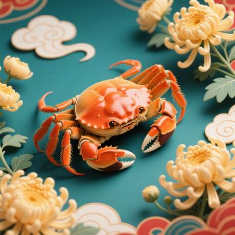 大闸蟹插画_AI图片下载_采样_1024X1024像素-创意,菊花,插画-作品编号:2025092018507272-志͵设’网