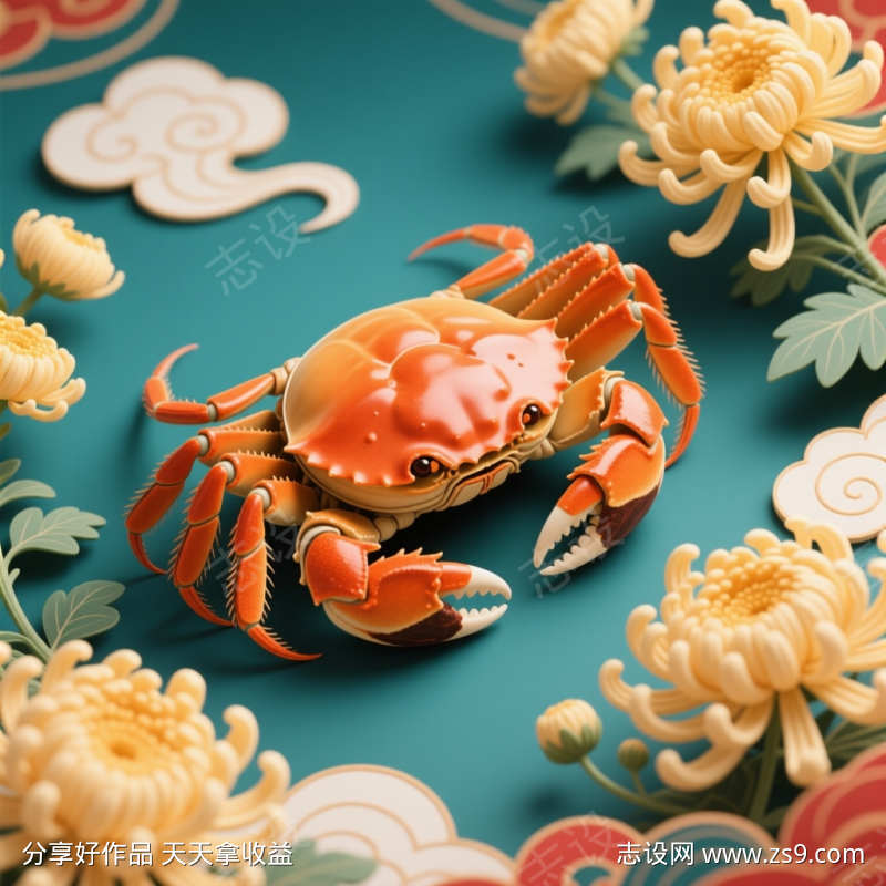 大闸蟹插画