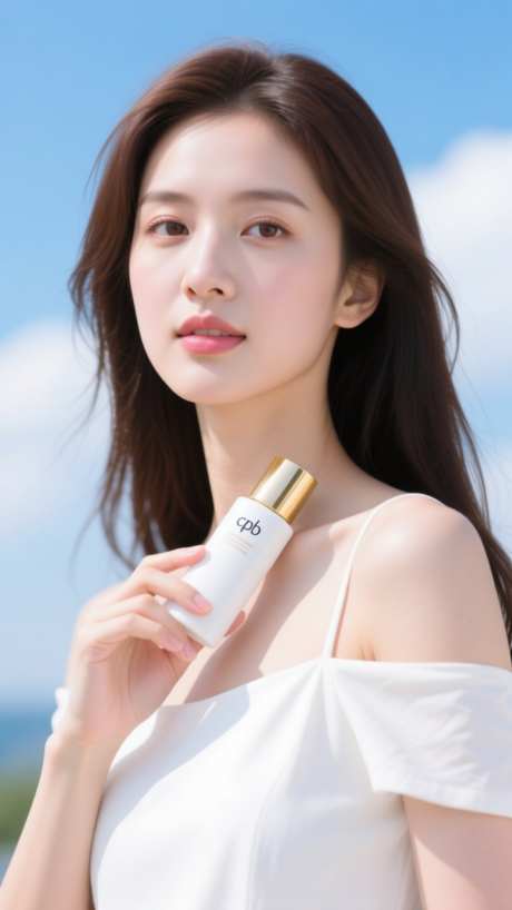 手拿化妆品美女模特写真摄影_AI图片下载_dpmpp_2m采样_720X1280像素-写真,美女,模特-作品编号:2025092120433816-志˓设˰网