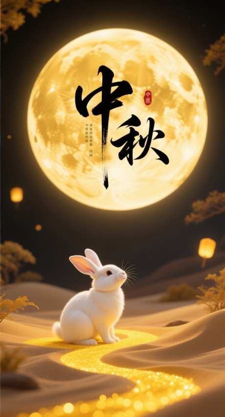 中秋秋意浓_AI图片下载_采样_752X1392像素-团圆,兔子,月亮-作品编号:2025092211523901-志˘设ˈ̹网