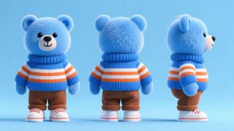 3视角IP熊_AI图片下载_euler采样_1280X720像素-侧面,背面,前面-作品编号:2025092213535295-志,设˰网