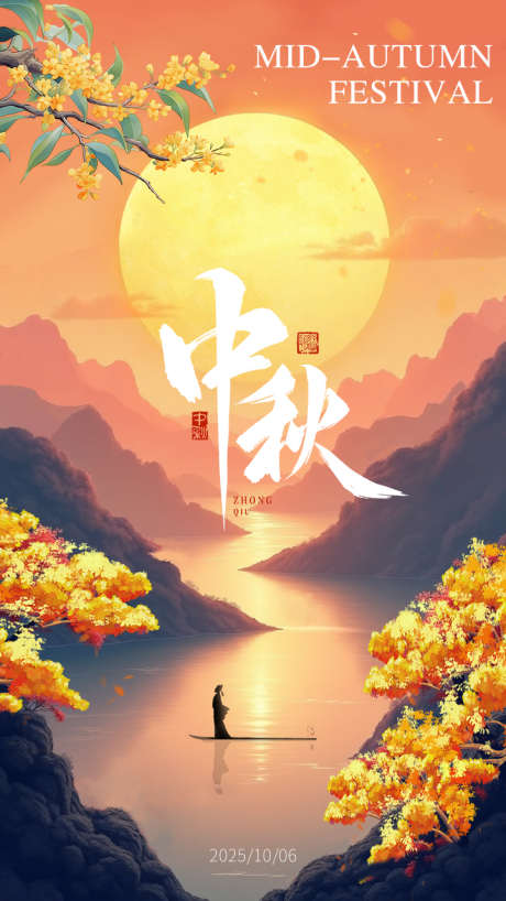 中秋传统节日_源文件下载_PSD格式_720X1280像素-桂花,月亮,中国传统节日-作品编号:2025092215481159-志˘设,网