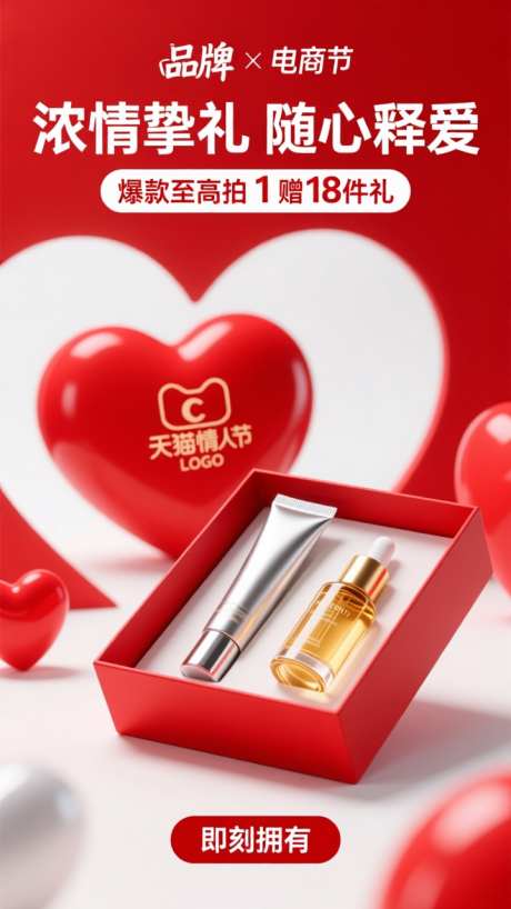 红色电商产品618双11活动宣传海报_AI图片下载_euler采样_720X1280像素-护肤,美妆,海报-作品编号:2025092216467737-志.设·网