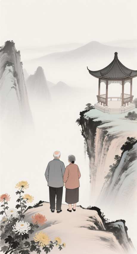 重阳节插画_AI图片下载_采样_752X1392像素-登高,简约,背影-作品编号:2025092310407920-志˱设ˈ̹网