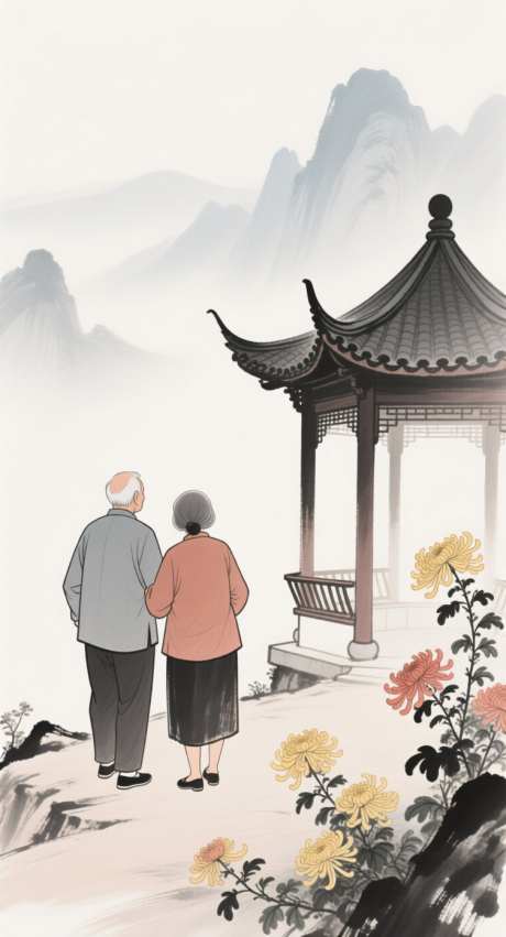 重阳节插画_AI图片下载_采样_752X1392像素-登高,简约,背影-作品编号:2025092310414453-志˯设ˆ网