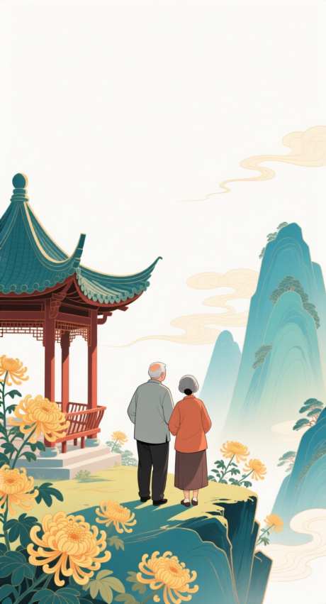 重阳节插画_AI图片下载_采样_752X1392像素-登高,简约,背影-作品编号:2025092310412700-志˘设·网