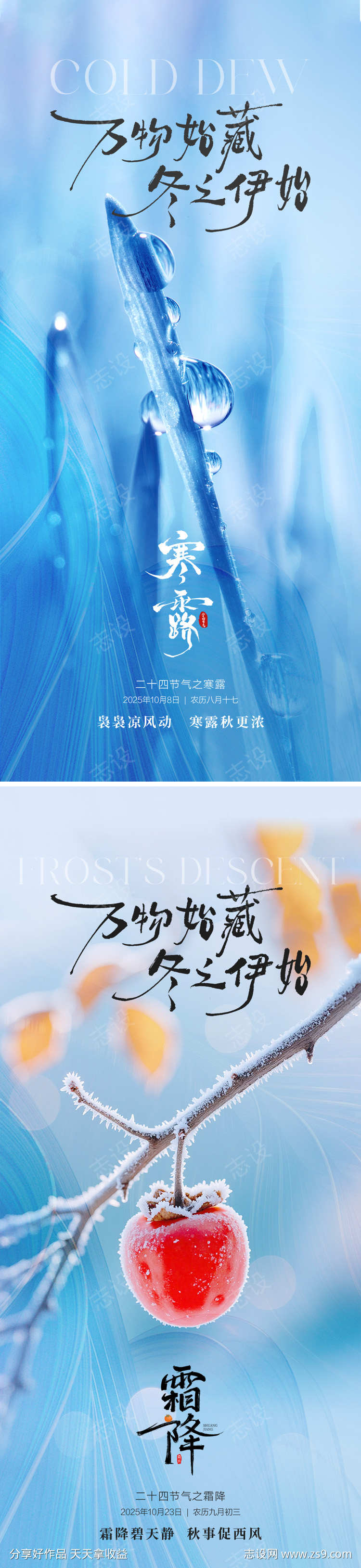 二十四节气寒露霜降海报